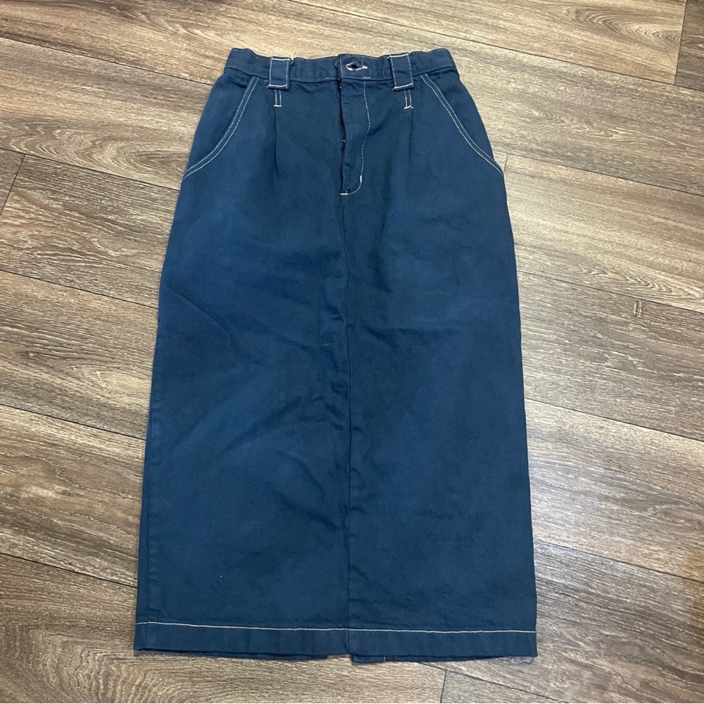 Vintage American Profile Denim Maxi Skirt Size 6 High Waist 90s USA Blue